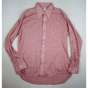 VINTAGE MR DEE CEE MEN'S RED LONG SLEEVE BUTTON-UP SHIRT - SIZE 16-16.5